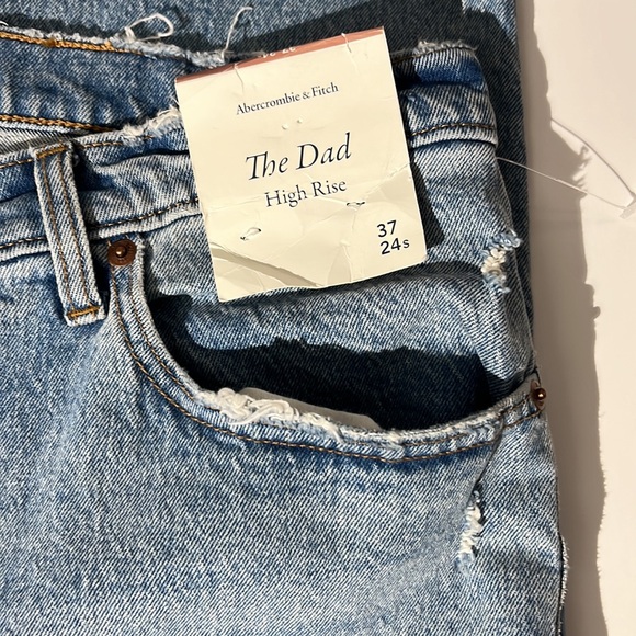 Abercrombie & Fitch The Dad High Rise denim jeans sz 24 short 37 plus distressed - Picture 3 of 10